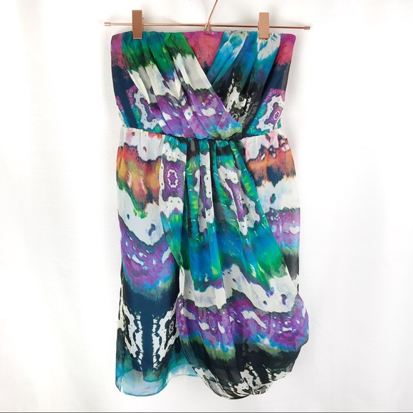 C. LUCE Women's Dress Strapless Watercolor Mini - Picture 1 of 8